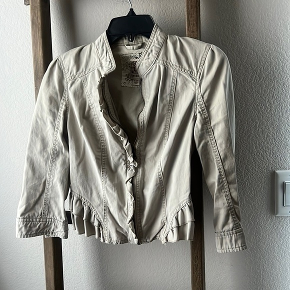 Tan zip up jacket - size small - Picture 1 of 6
